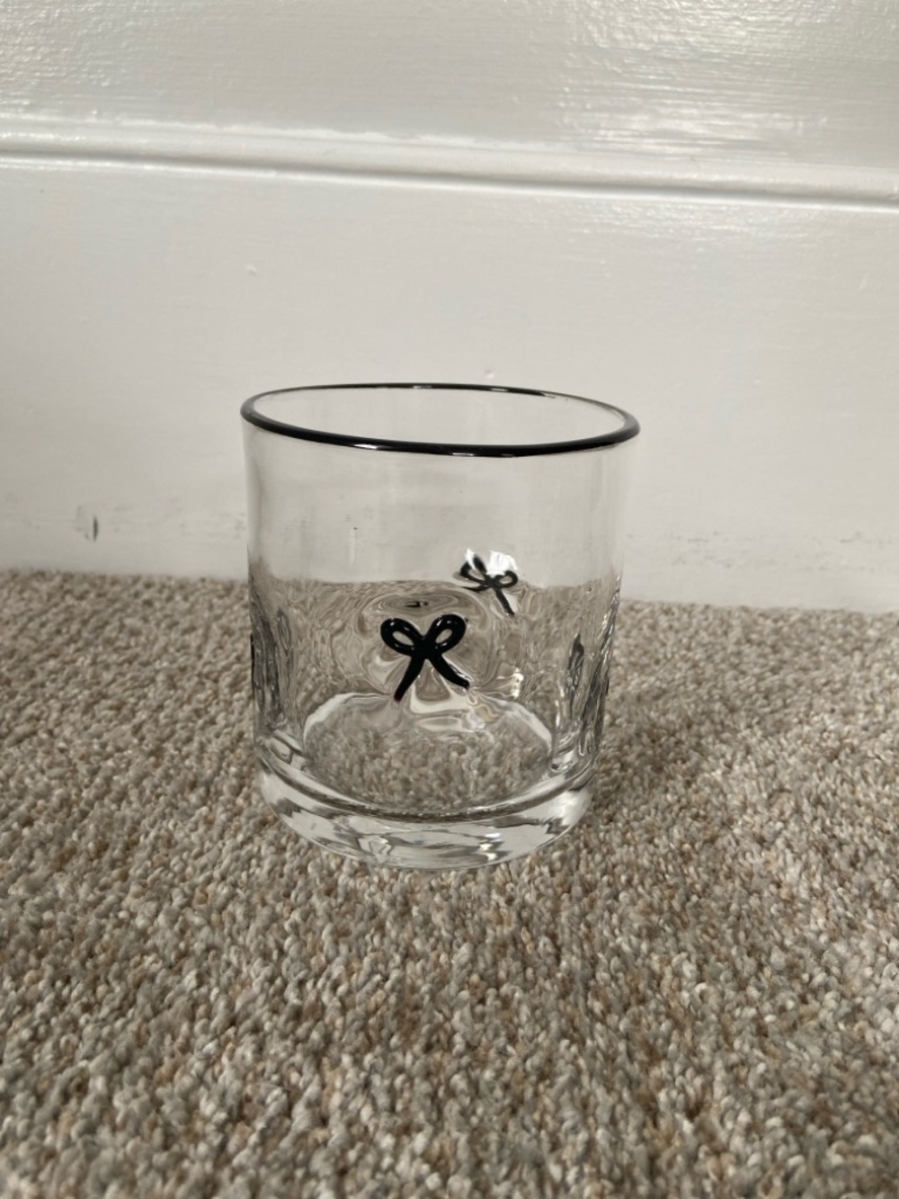 Black Bow Tie Icon Juice Glass - NWOT